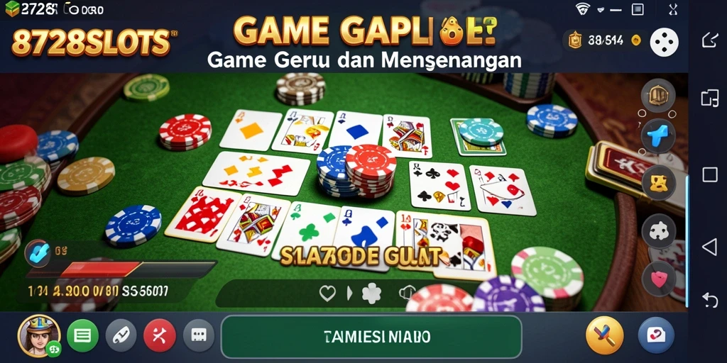 Tampilan gameplay seru di 8728SLOTS dengan suasana Gaple.