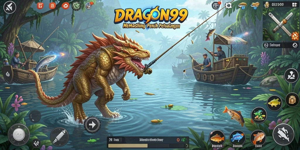 Tangkapan layar dari gameplay memancing menarik di DRAGON99.