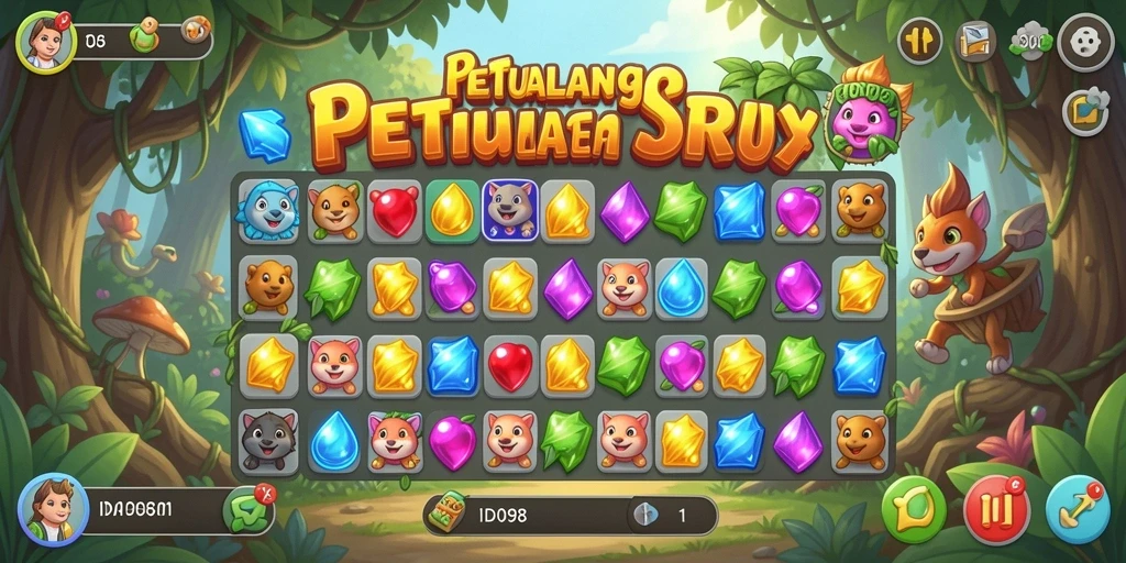 Gameplay seru ID098 dalam kategori Match-3 yang penuh warna.