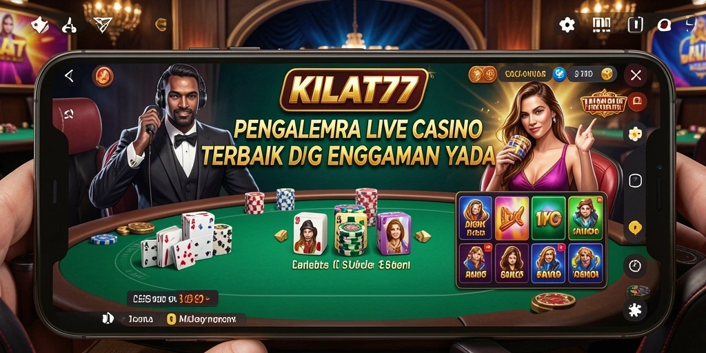Tampilan gameplay KILAT77 dengan dealer langsung dan interaksi pemain.