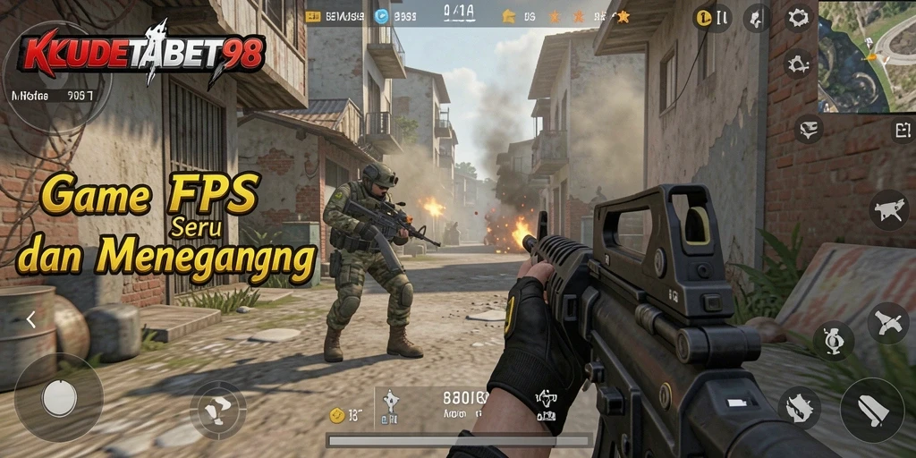 Tangkapan layar gameplay KUDETABET98 menunjukkan aksi tembak-menembak yang intens.