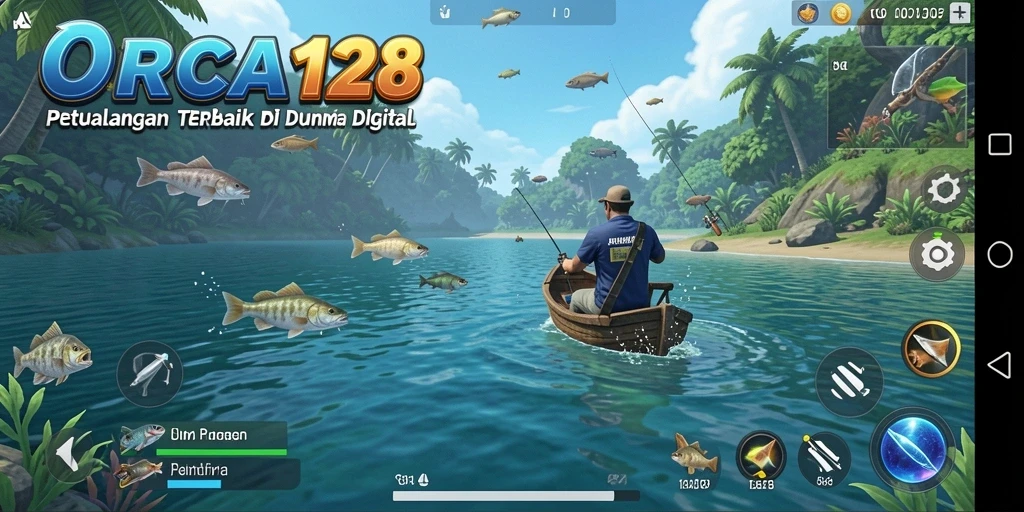 Tampilan gameplay ORCA128 dengan aksi memancing yang menegangkan.