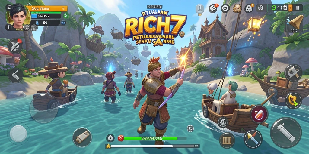 Tampilan gameplay RICH7 yang penuh warna dan menyenangkan.