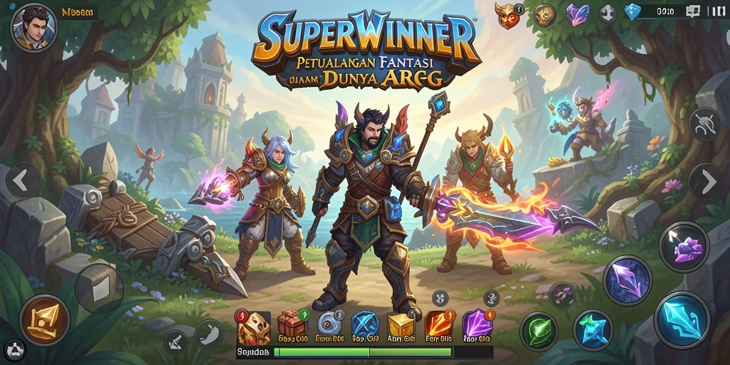 Screenshot SUPERWINNER menampilkan aksi pertempuran yang mendebarkan dalam dunia ARPG.